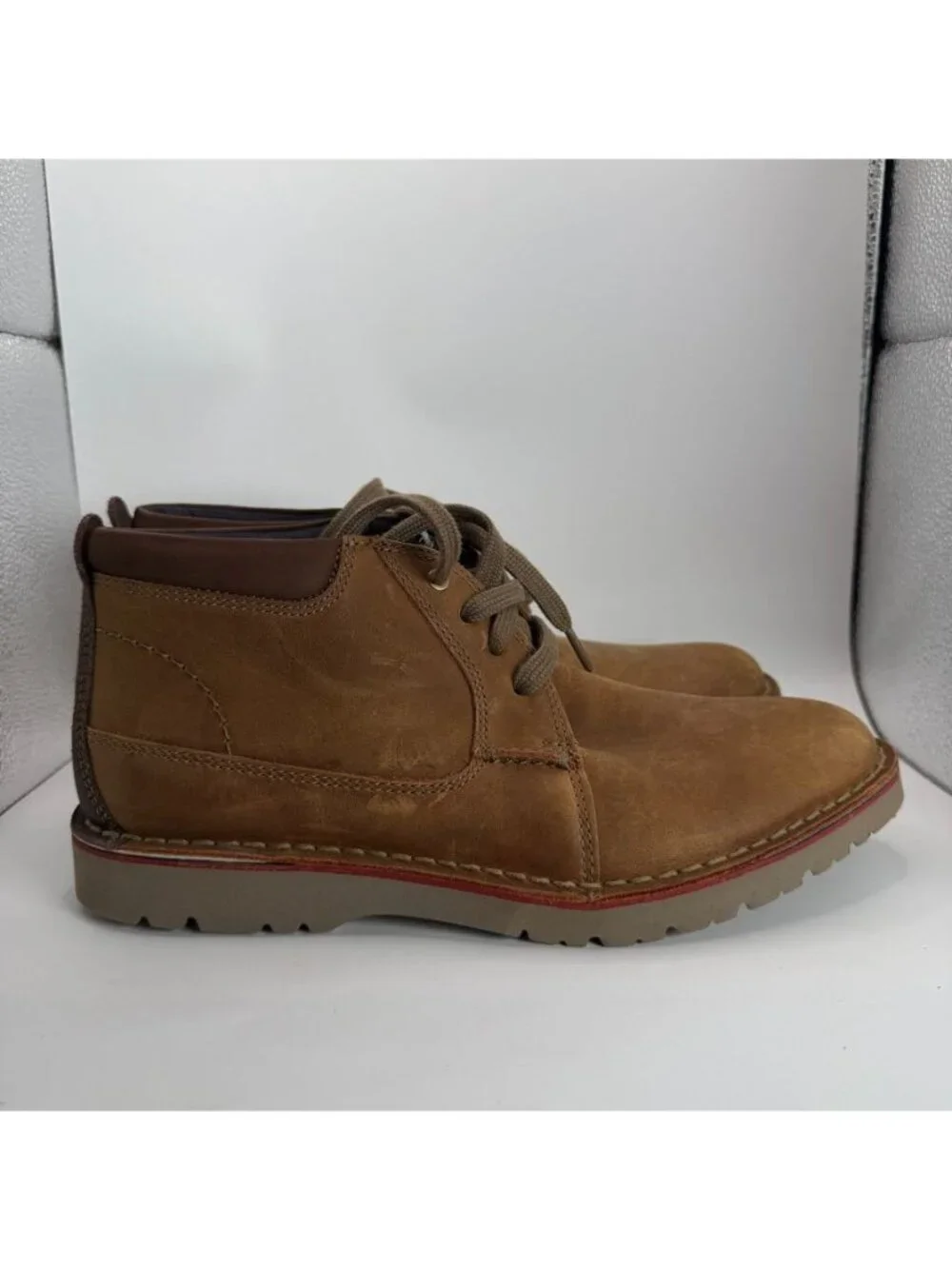 Clarks Mens Vargo Mid Leather Chukka Boots Dark Brown Size 7.5 M